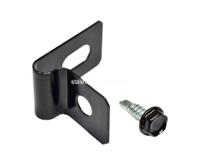 zapinka 1/2 do paneli ogrodzeniowych + wkręt 4,8x16 ral 9005 -100szt.